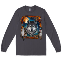 Smoke wolf and feathers Long Sleeve Tee - RanaPortraitStore