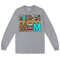Heather Grey blessed mom Long Sleeve Tee - Zillion Design Studio