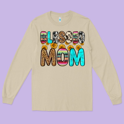 Blessed Mom Long Sleeve Tee Designed By Zillion Design Studio