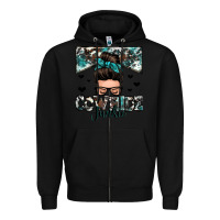 Black cowhide junkie messy bun Zipper Hoodie - Zillion Design Studio