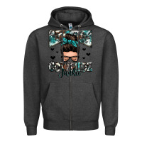 Charcoal Heather cowhide junkie messy bun Zipper Hoodie - Zillion Design Studio
