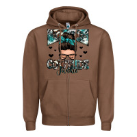 Chestnut cowhide junkie messy bun Zipper Hoodie - Zillion Design Studio