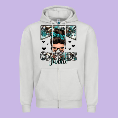 Cowhide Junkie Messy Bun Zipper Hoodie Designed By Zillion Design Studio