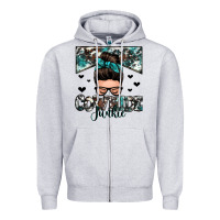 Heather Grey cowhide junkie messy bun Zipper Hoodie - Zillion Design Studio