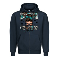 Navy cowhide junkie messy bun Zipper Hoodie - Zillion Design Studio