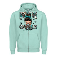 Seafoam cowhide junkie messy bun Zipper Hoodie - Zillion Design Studio
