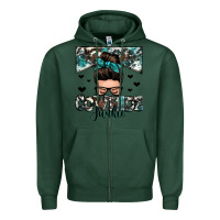 Sports Green cowhide junkie messy bun Zipper Hoodie - Zillion Design Studio