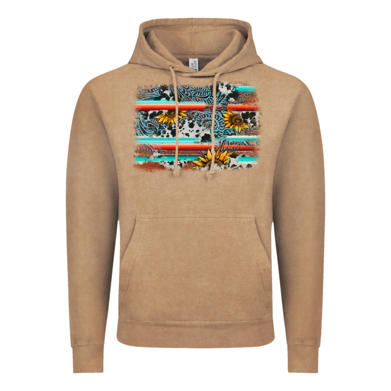 Serape Cowhide Sunflower Background Vintage Hoodie by AdoDesignShop | Teevron