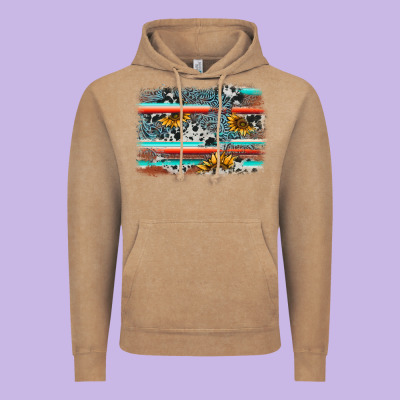 Serape Cowhide Sunflower Background Vintage Hoodie Designed By Adodesignshop