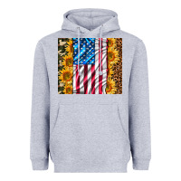 Heather Grey american realistic flag Heavyweight Hoodie - AdoDesignShop