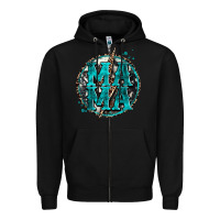 Black cowhide mama lighting bolt Zipper Hoodie - Zillion Design Studio
