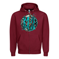 Burgundy cowhide mama lighting bolt Zipper Hoodie - Zillion Design Studio