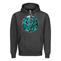 Charcoal Heather cowhide mama lighting bolt Zipper Hoodie - Zillion Design Studio
