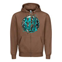 Chestnut cowhide mama lighting bolt Zipper Hoodie - Zillion Design Studio