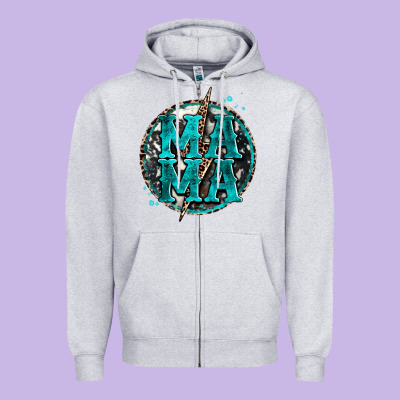 Cowhide Mama Lighting Bolt Zipper Hoodie Designed By Zillion Design Studio