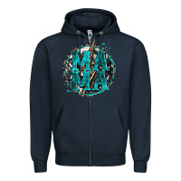 Navy cowhide mama lighting bolt Zipper Hoodie - Zillion Design Studio