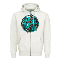 Oatmeal Heather cowhide mama lighting bolt Zipper Hoodie - Zillion Design Studio