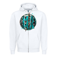 White cowhide mama lighting bolt Zipper Hoodie - Zillion Design Studio