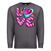 Charcoal Heather love with strawberry candy Premium Sweatshirt - AdoDesignShop