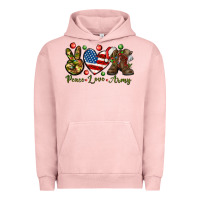 Pigment Salmon peace love army christmas Urban Hoodie - NancyCooperArtShop