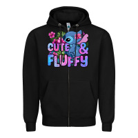 Black cute and fluffy stitch Zipper Hoodie - Zillion Design Studio