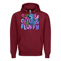 Burgundy cute and fluffy stitch Zipper Hoodie - Zillion Design Studio