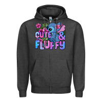 Charcoal Heather cute and fluffy stitch Zipper Hoodie - Zillion Design Studio