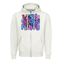 Oatmeal Heather cute and fluffy stitch Zipper Hoodie - Zillion Design Studio