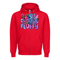 Red cute and fluffy stitch Zipper Hoodie - Zillion Design Studio