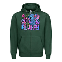 Sports Green cute and fluffy stitch Zipper Hoodie - Zillion Design Studio