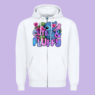 Cute And Fluffy Stitch Zipper Hoodie Designed By Zillion Design Studio
