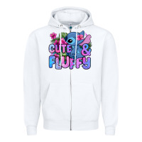 White cute and fluffy stitch Zipper Hoodie - Zillion Design Studio