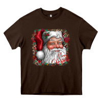 Chocolate Brown merry Christmas santa Heavy Core Tee - CowhideDigitalArt
