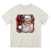 Cream merry Christmas santa Heavy Core Tee - CowhideDigitalArt