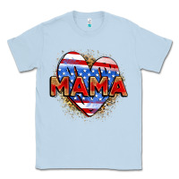 Dusty Blue American mama heart Classic Tee - Zillion Design Studio