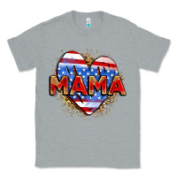 Heather Grey American mama heart Classic Tee - Zillion Design Studio