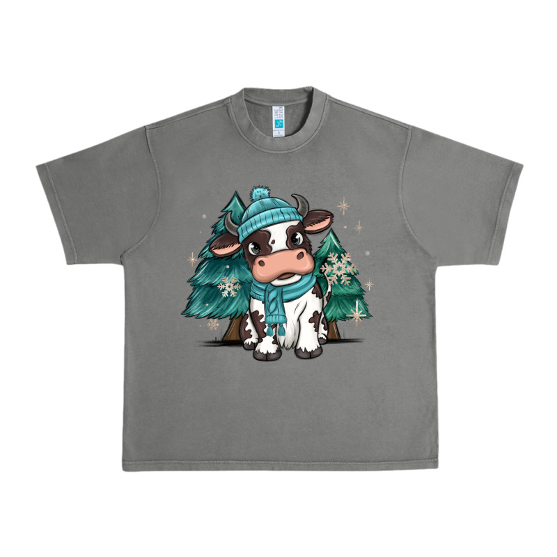 Winter I'm Udderly Freezing Baby Cow Urban Heavy Tee by MaliasSmallBusiness | Teevron