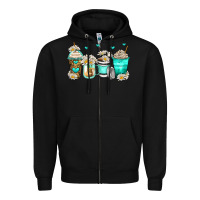 Black daisy coffee cups Zipper Hoodie - Zillion Design Studio