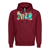 Burgundy daisy coffee cups Zipper Hoodie - Zillion Design Studio