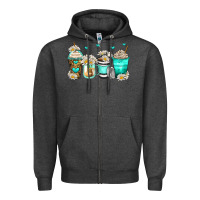 Charcoal Heather daisy coffee cups Zipper Hoodie - Zillion Design Studio