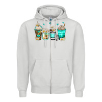 Dove Grey daisy coffee cups Zipper Hoodie - Zillion Design Studio
