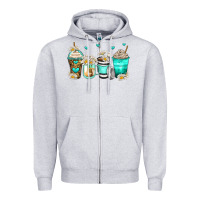 Heather Grey daisy coffee cups Zipper Hoodie - Zillion Design Studio