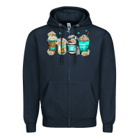 Navy daisy coffee cups Zipper Hoodie - Zillion Design Studio