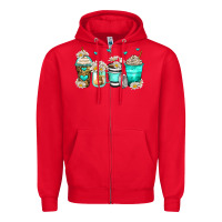 Red daisy coffee cups Zipper Hoodie - Zillion Design Studio