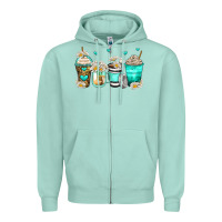 Seafoam daisy coffee cups Zipper Hoodie - Zillion Design Studio