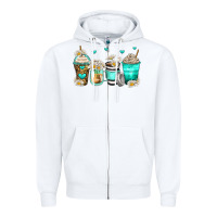 White daisy coffee cups Zipper Hoodie - Zillion Design Studio