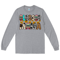 Heather Grey blessed mama Long Sleeve Tee - Zillion Design Studio