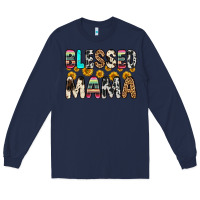 Navy blessed mama Long Sleeve Tee - Zillion Design Studio