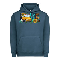 Pigment Midnight Navy school bus love Urban Hoodie - NancyCooperArtShop