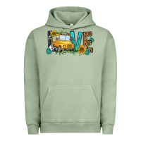 Pigment Oil Green school bus love Urban Hoodie - NancyCooperArtShop